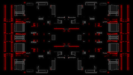 Futuristic Red and White Cyber HUD Interface – Abstract Tech Grid Digital Circuit Background. Ideal for cybersecurity concepts, technology visuals, sci-fi user interfaces, digital dashboards.