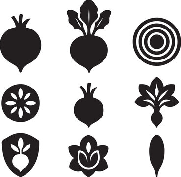 Beetroot Silhouette Icon Set.eps
