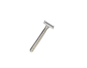 A disposable razor with a sleek handle and a single blade designed for close shaving and grooming