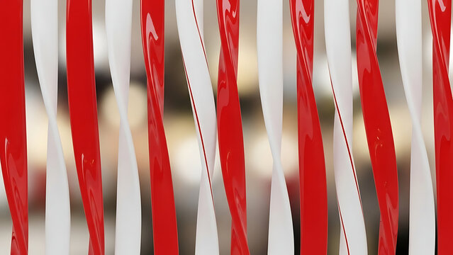 Closeup of twisted red and white candy cane stripes creating a festive pattern - Powered by Adobe