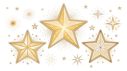 Fototapeta premium Set of stars and sparkles isolated on white background. Sparkles symbols. Sparks and stars Vector illustration
