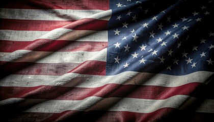 Grunge and Wavy American Flag with Deep Shadows Texture Background. Ai Generated Images