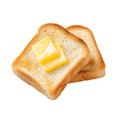 Delicious Buttered Bread Slices on White Background for Food Concepts