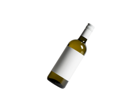 A blank label on a wine bottle with a transparent background, ready for customization or branding purposes - Powered by Adobe