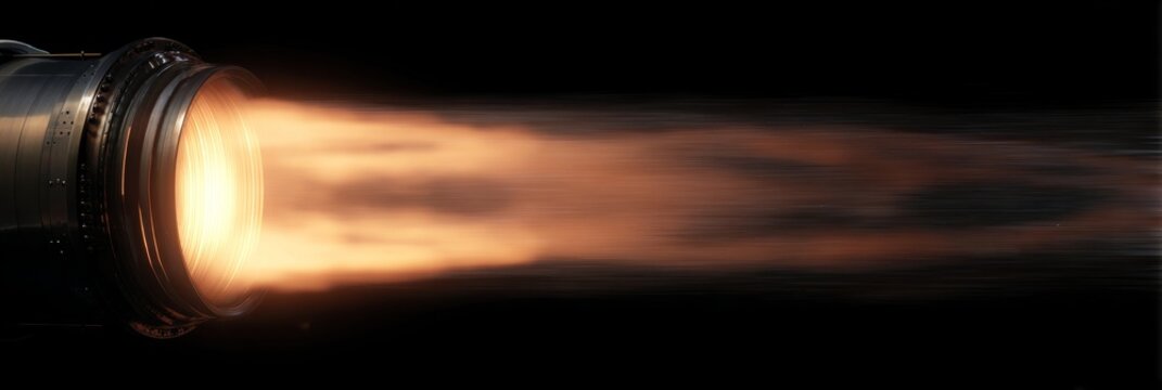 Fototapeta Futuristic engine blasting fiery orange energy beam