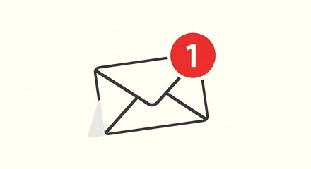 A simple, minimalist icon of a closed envelope with a notification badge. The badge is a red circle with a white number one inside