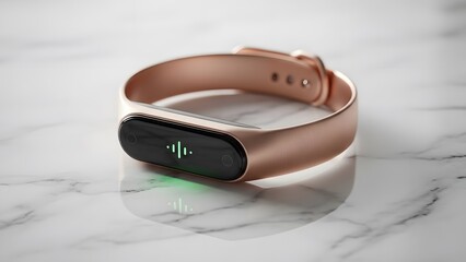 Luxurious Pink Gold Smart Band on Minimal Marble Background