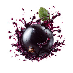 Vibrant Shiny Blackcurrant Berry Centered with Deep Purple Hues