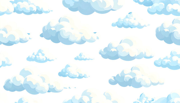 Cartoon-style fluffy white clouds against a black background, suggesting a night sky