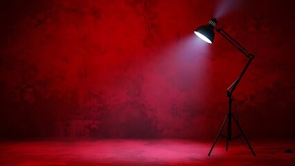 Studio Floor Lamp Spotlight on Red Background Minimal Lighting Scene