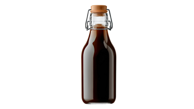 minimal bottle of dark beverage isolated on white backgroundfor product display