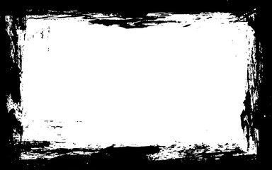 Black stroke grunge border frame empty background picture template. Vector design.