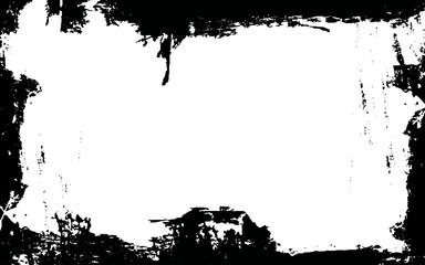 black ink brush painting blank frame border picture artistic grunge graphic element. 
