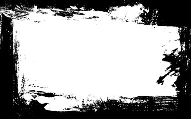 black ink brush painting blank frame border picture artistic grunge graphic element. 