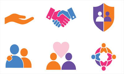 Fototapeta premium Unity & Support Icons Promoting Teamwork and Collaboration