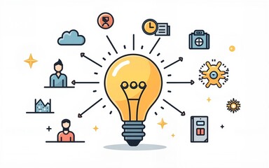 Creativity innovation set of web icons in line style. Creative business solutions icons for web and mobile app.Creative idea, team management, solution, brainstorming, invention. Vector illustration