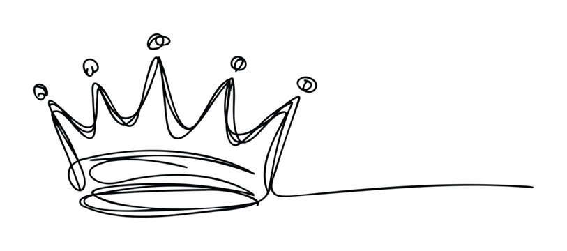 Minimalist black line drawing of a royal crown symbolizing power and leadership, perfect for emblems or branding related to authority and sovereignty.
