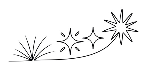 Sparkling starbursts and radiating lines create a dynamic visual flourish suggesting growth, energy, and celebration, perfect for use in celebratory graphics or motivational visuals.