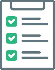 Green Clipboard Checklist Icon with White Check Marks, Flat Design Vector Graphic for Business, Organization, or To-Do List