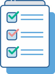 Stacked Documents Icon Showing Alternating Green and Red Check Marks, Symbolizing Review Progress and Approval/Rejection Status, Vector