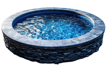 Serene Round Pool Blue Water Reflections Stone and Concrete Surround Modern Backyard Oasis Design