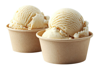 Delicious Vanilla Ice Cream in Paper Cups Treats Sweet Dessert Frozen Food Summer Joy Creamy