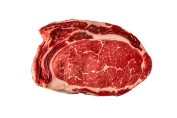 raw ribeye steak isolated on white background