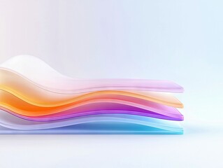 A stack of colorful, wavy layers on a white background, creating an abstract and vibrant composition.