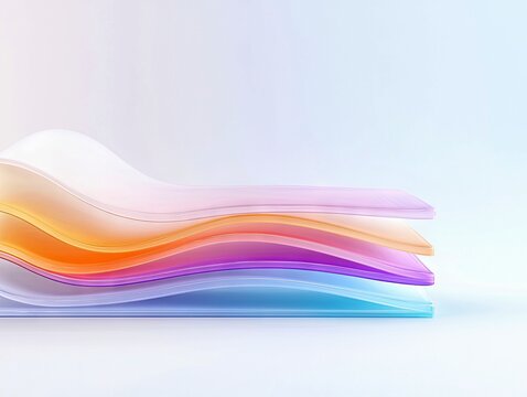 A stack of colorful, wavy layers on a white background, creating an abstract and vibrant composition.