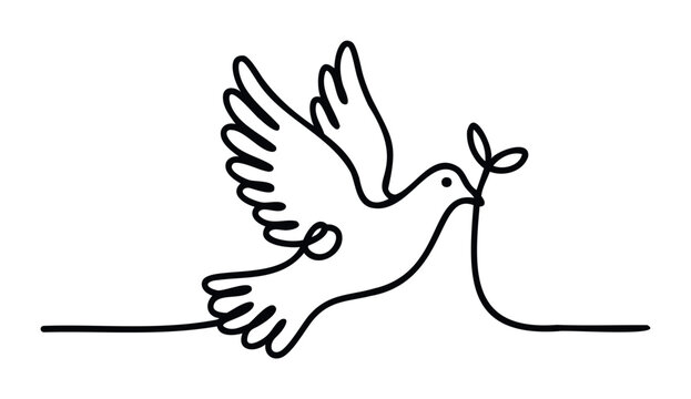 Dove carrying olive branch, symbol of peace and hope, for messages of reconciliation and unity, perfect for global events and emotional outreach.
