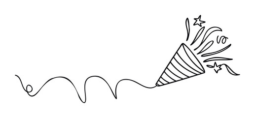 Celebration popper exploding with confetti and stars, ideal for festive events, parties, and holiday greetings, capturing the joy of a surprise.