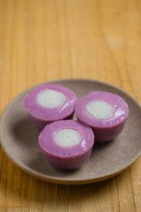 Kue lumpang, kue ijo, kue ko sui, kue lumpang ubi ungu. Indonesia traditional steamed cake made from rice flour, tapioca and sweet potato,coconut milk.