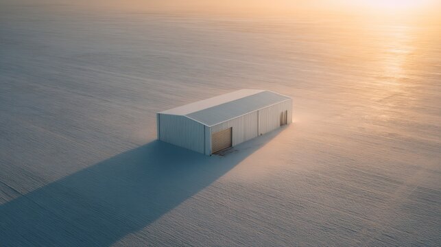 Solitary Structure: The strong silhouette of a building, cast against a soft background in the calm of the morning. A visual reminder of the solitude.