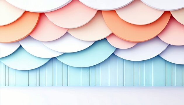 An abstract image featuring a wall with a repeating pattern of colorful, overlapping circular shapes in pastel colors, creating a visually appealing design.