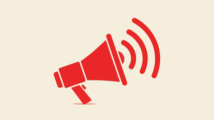 Red Megaphone Announcement Icon – Communication and Alert Symbol Illustration
