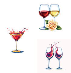 Vsai wine glasses and cocktail drink beverages collection