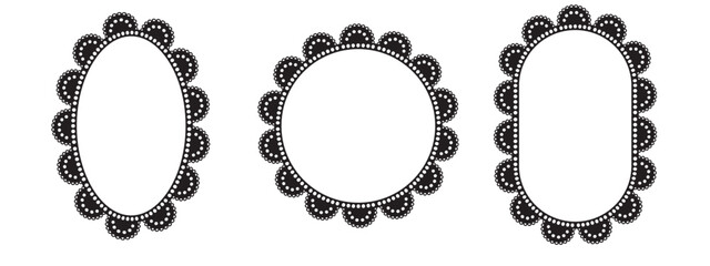  Set of three vintage borders with delicate scalloped edges, wavy patterns, and ornate details, perfect for decorative designs, monograms, and elegant compositions.