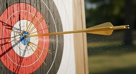 Archer s precision exemplified by a perfectly placed arrow hitting the bullseye on a target