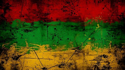 Celebrate Black History Month Grunge Texture Canvas in Red, Yellow, Green