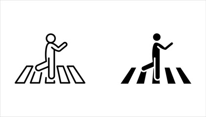 Crosswalk icon set. Pedestrian crossing sign. Zebra crossing simple on white background