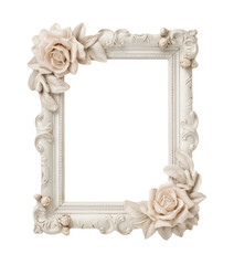 floral frame with roses on transparent background
