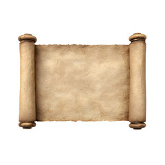 Ancient Medieval Paper Parchment Scroll Isolated on White Background