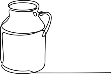 Continuous one line drawing of an vintage milk can, The milk can is drawn in one line. Continuous line. Minimalistic graphics. one line Icon drawing