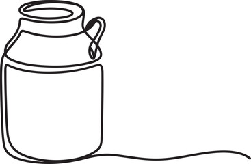 Continuous one line drawing of an vintage milk can, The milk can is drawn in one line. Continuous line. Minimalistic graphics. one line Icon drawing