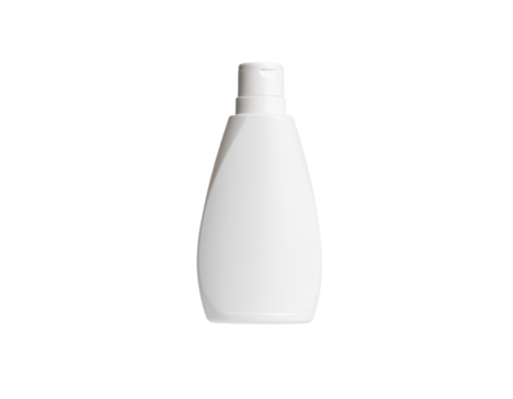 A plain white plastic bottle with a flip-top cap designed for storing liquids or personal care products