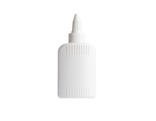 A small white plastic squeeze bottle with a pointed nozzle, commonly used for adhesives or craft supplies