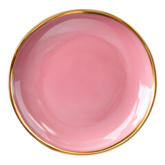 Elegant Round Ceramic Plate with Glossy Pink Finish