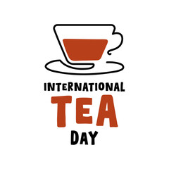 International Tea Day. Tea icon. White background. Flat design vector. Banner, card, background.