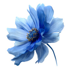 Stunning Glowing Blue Flower on White Background