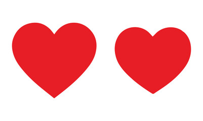 Red Heart Icon. Valentine red heart icon. Stylised heart shape isolated on white background. vector illustration eps file. 